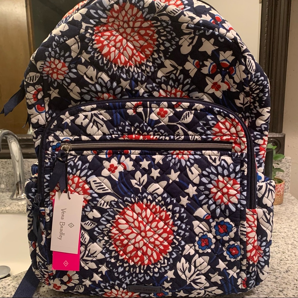 Vera Bradley Campus Backpack NWT Red White Blue